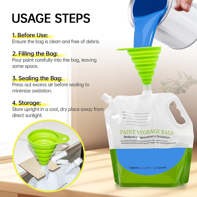 4 Pcs Paint Storage Pack Bags, 1.2L Reusable Paint Saver Bags - Image 5