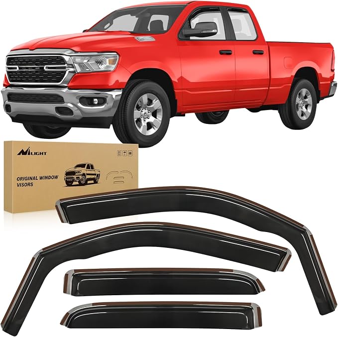 Nilight in Channel Rain Guards for Dodge RAM 1500 2019 2020 2021 2022 2023 2024 by Nilight