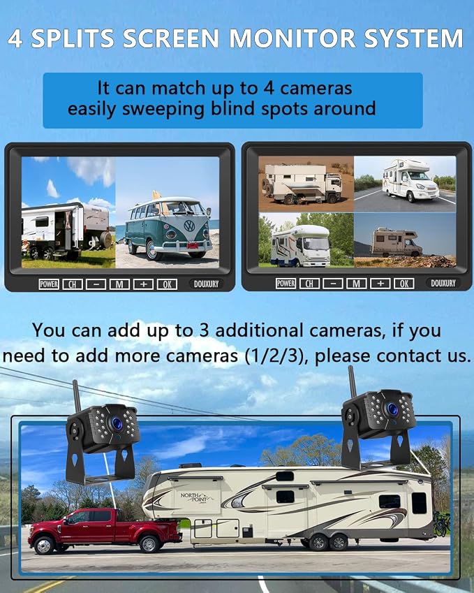 Wireless RV Backup Camera, DOUXURY IP69 Waterproof 170° Wide View Angle HD - Image 5