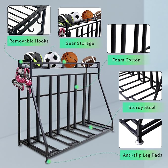 4 Bike Stand Rack with Storage – Bike Rack Floor Stand- Garage Organizer - Image 2