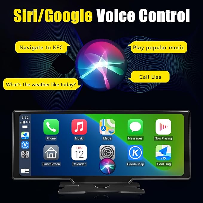 Portable Carplay Screen for Car, 9.28" HD Carplay and Android Auto Screen - Image 6