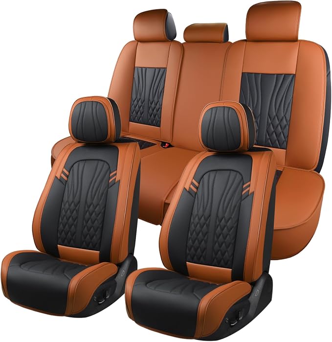 Leather Car Seat Covers, Car Seat Protector Waterproof, Seat Covers Full Set by MINGBRONCARSEATCOVER
