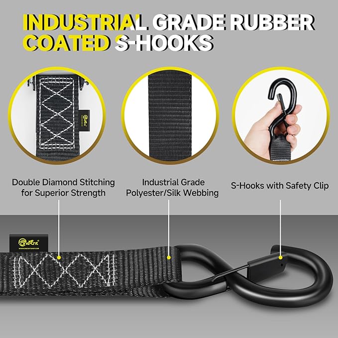 4Pcs Ratchet Strap Tie Down Kit | 1.6”x 10FT Heavy Duty Ratchet Straps - Image 3