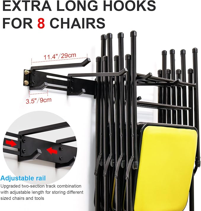 Folding Chair Storage Hangers Garage Wall Mounted, Heavy Duty Garden Tool - Image 3