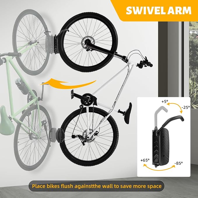 Bike Rack Wall Mount, Garage Wall Bike Rack, Vertical Bike Rack Holds Up to - Image 2