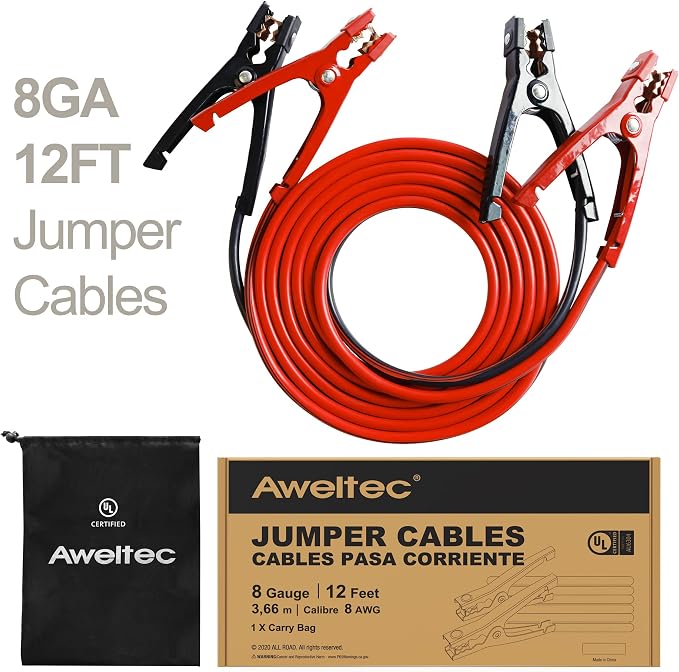 Jumper Cables for car, UL-Listed 8 Gauge 12 Feet Heavy Duty Booster Cables - Image 2