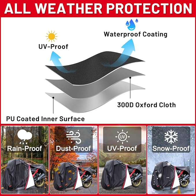 Motorcycle Cover, Waterproof Zipper Outdoor Cover - Image 7