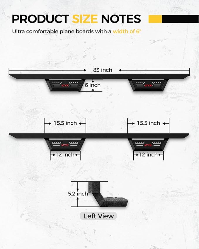 KYX Running Boards for 2015-2025 Ford F150 SuperCrew Cab/ 2017-2025 Ford F250 - Image 6