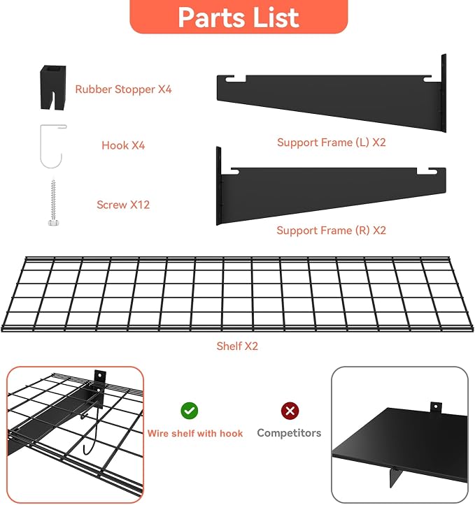 TORACK 2 Pack Garage Wall Shelves - Image 7