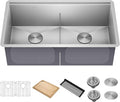 KRAUS Kore 33-Inch Undermount Workstation 16 Gauge Double Bowl Stainless Steel by KRAUS