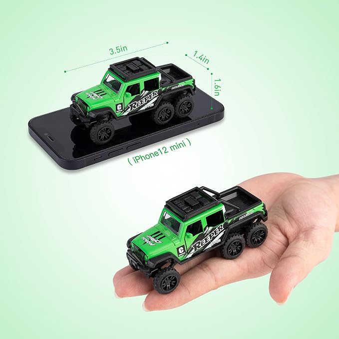 KIDAMI Diecast Toy Trucks 4 Pack Die Cast Metal Toy Cars Pull Back Cars - Image 4