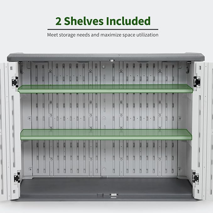 Macrout 25 Cu.Ft Small Plastic Outdoor Storage Cabinet - Image 5