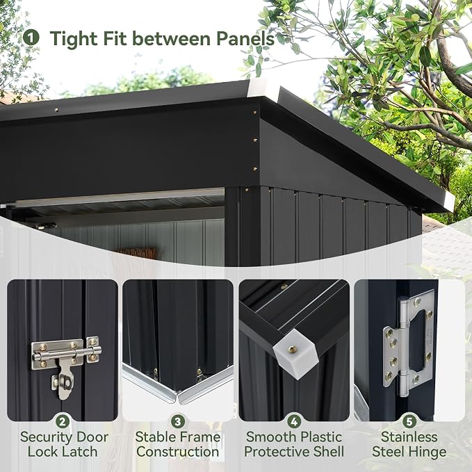 Aoxun 5x3FT Outdoor Shed Metal Storage Shed - Image 5