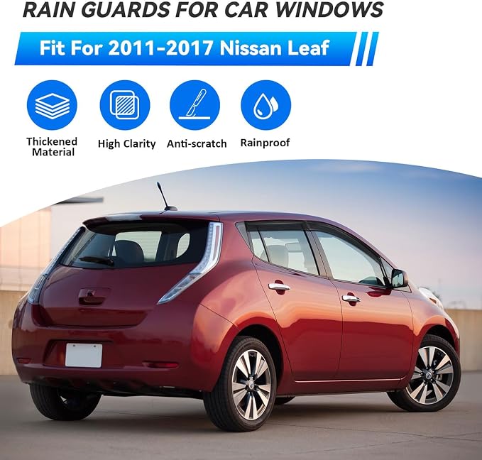4pcs Front+Rear Smoke Tint Sun/Rain Guard Outside Mount Tape-On Vent Window - Image 2