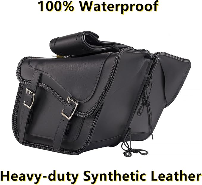 GARGOYLE BELLS Motorcycle Saddle Bags Leather Motorcycle Luggage Bag - Image 2