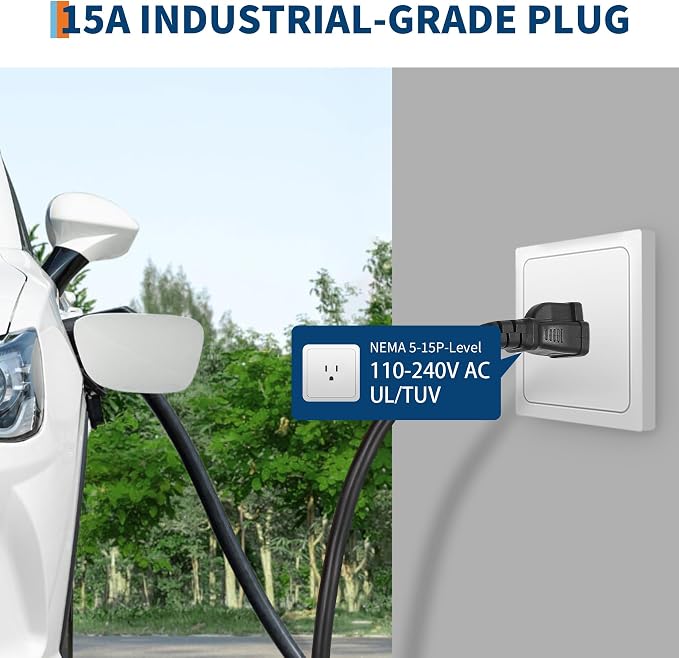 Level 1 EV Charger, 15A 110V Voltage, NEMA 5-15 Plug, 25ft Cable, Adjustable - Image 3