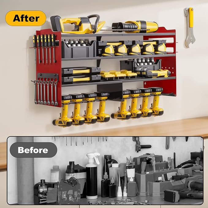 oviitech Power Tool Organizer Wall Mount, 8 Drill Holder Wall Mount Loads 400lbs - Image 4