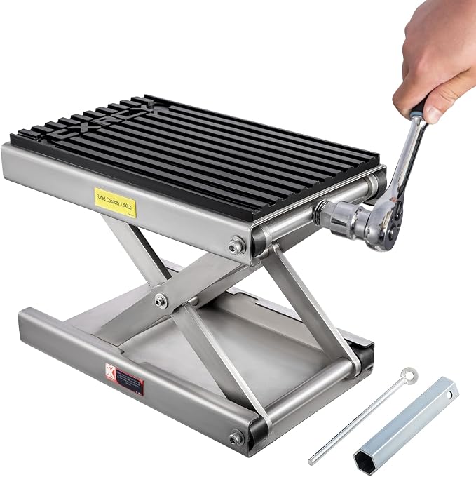 CXRCY 1200 LBS Motorcycle Lift Scissor Jack Stainless Steel Finish Upgraded by CXRCY