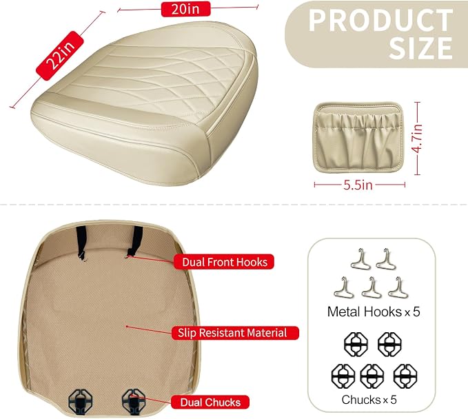 2 Pack Leather Front Car Seat Cover Bottom Car Seat, Universal Anti-Slip Driver - Image 2