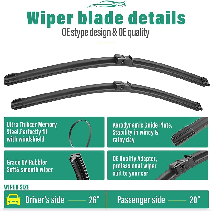 26" 20" 13" Windshield Wiper Blades Replacement - Image 3