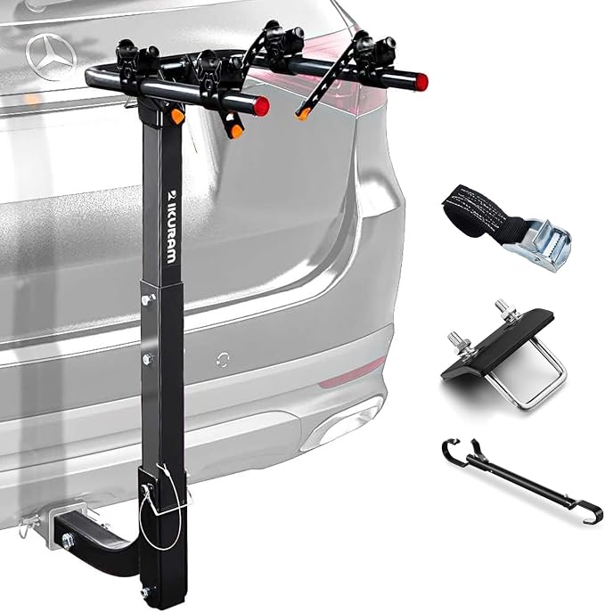 2 Bike Rack Bicycle Carrier Racks Hitch Mount Double Foldable Rack by IKURAMR