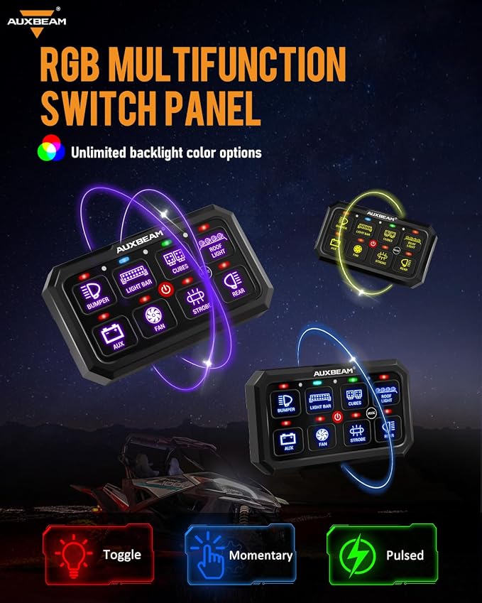 Auxbeam RGB 8 Gang Switch Panel 5.3 Inch RB80 XL - Image 3