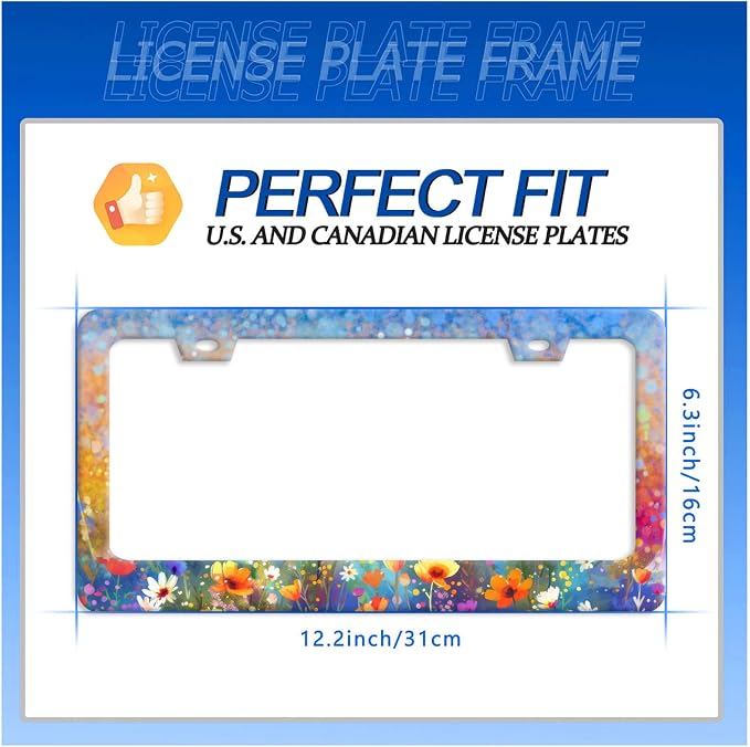 Abstract Floral License Plate Frame Watercolor Flowers License Plate Stainless - Image 7