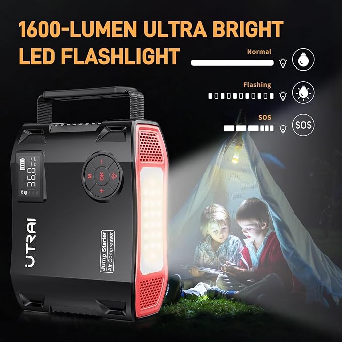 UTRAI Jump Starter with Air Compressor, 6000A 27000mAh Car Starter Jump Box - Image 5