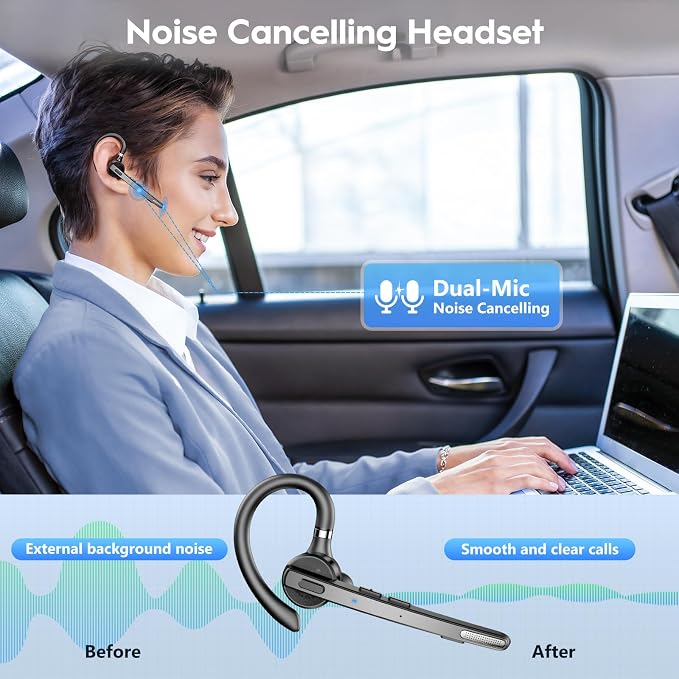 New bee Bluetooth Headset, 72H Talktime Wireless Bluetooth Earpiece - Image 3