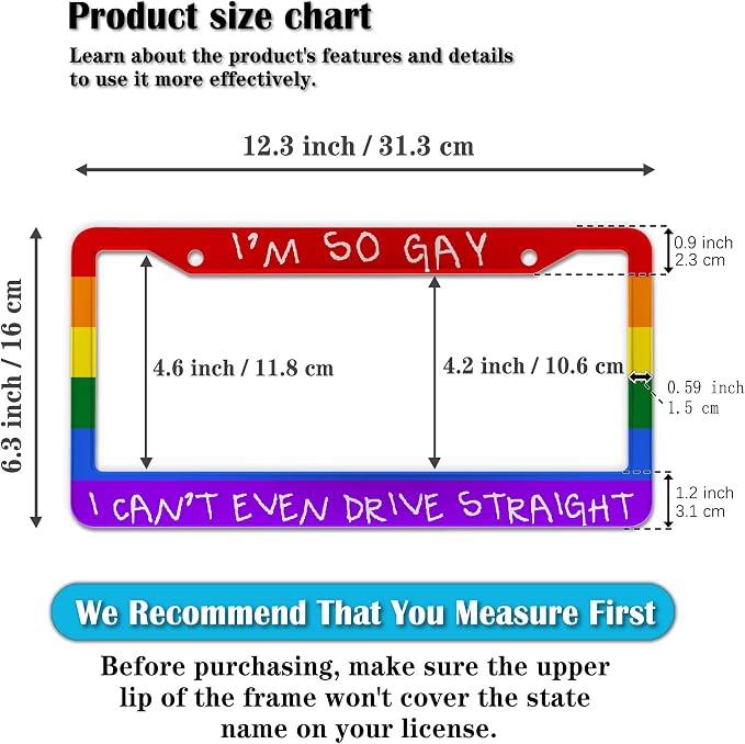 License Plate Frames Rainbow Automotive Exterior Accessories I'm So Gay I Can’t - Image 2