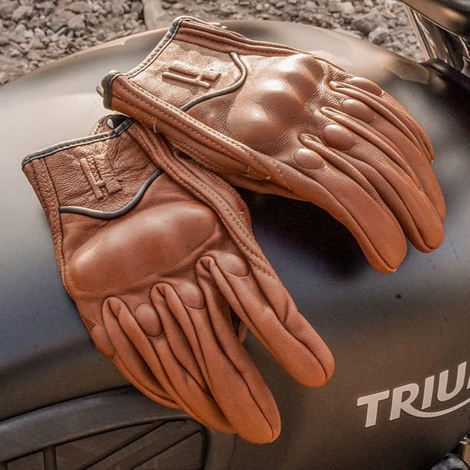 Harssidanzar Women's Motorcycle Gloves, Leather Motorcycle Gloves, Motorbike - Image 4