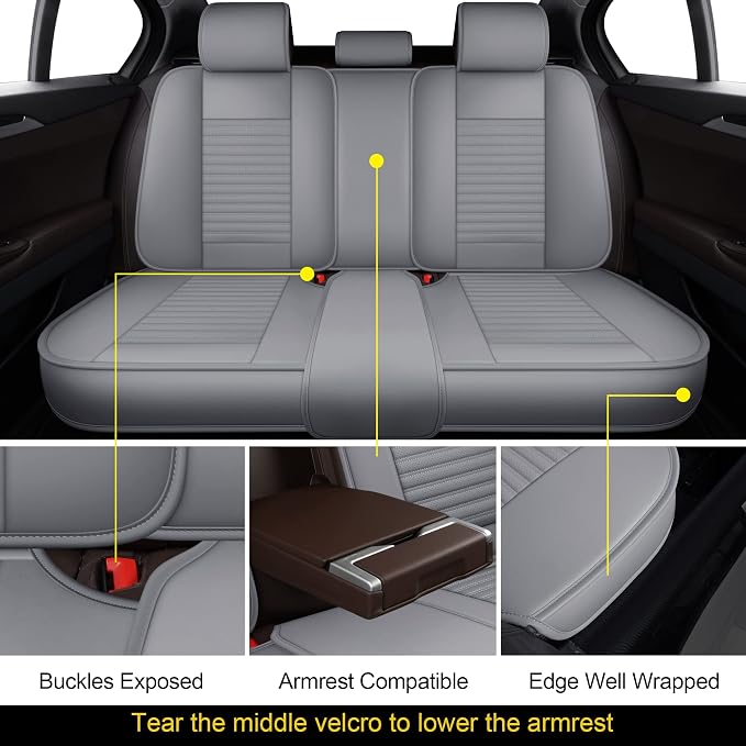 LINGVIDO Car Seat Covers, Breathable and Waterproof Faux Leather Automotive - Image 3