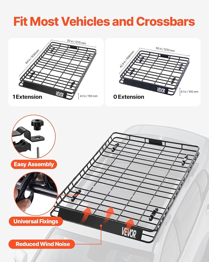 VEVOR Roof Rack Basket, Universal Rooftop Cargo Carrier - Image 3