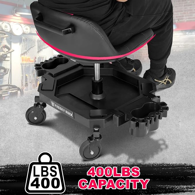 Rolling Stool with Wheels, Adjustable Height Pneumatic Garage Work Mechanic - Image 7