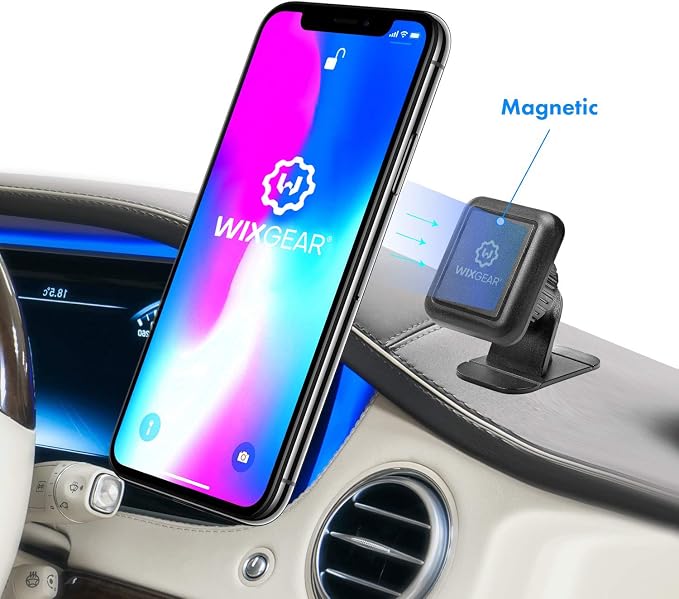 WixGear Magnetic Phone Mount, Universal Stick On Dashboard Magnetic Car Mount - Image 2