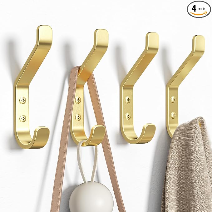 Coat Hooks Wall Mount for Hanging: 20LB Sturdy Hanger for Backpack, for Closet by susswiff