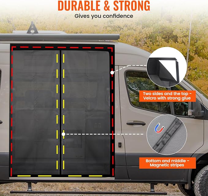 71''H x 59''W Van Bug Screen Side Door Sliding Door Window Covers - Image 4