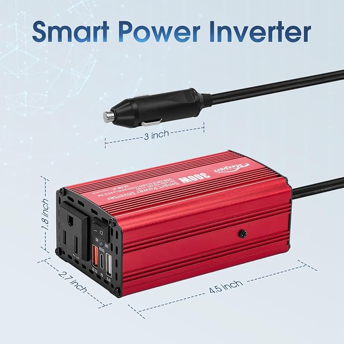 300W Car Power Inverter, 12V DC to 110V AC Inverter Converter - Image 5