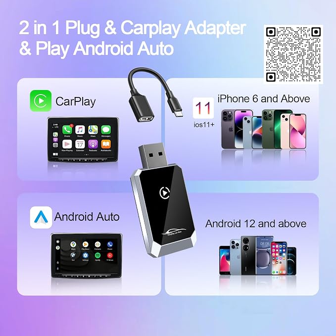 Mini Wireless Carplay Adapter for iPhone&Android Auto 2-in-1, 2025 Upgrade - Image 5