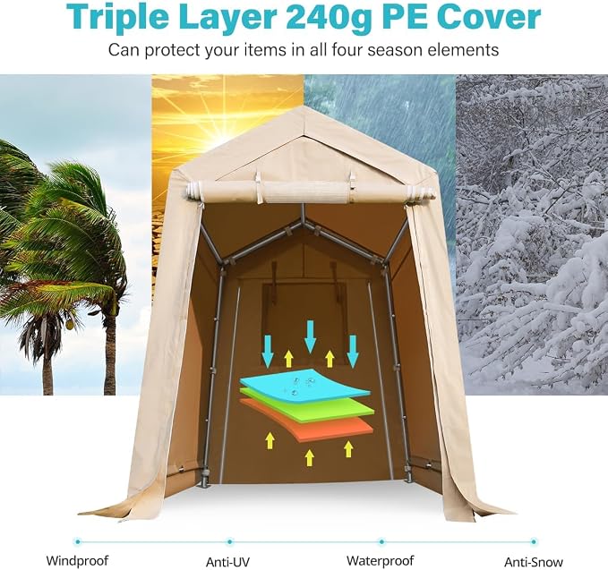 ADVANCE OUTDOOR 6x8 ft Outdoor Portable Storage Shelter Shed - Image 4