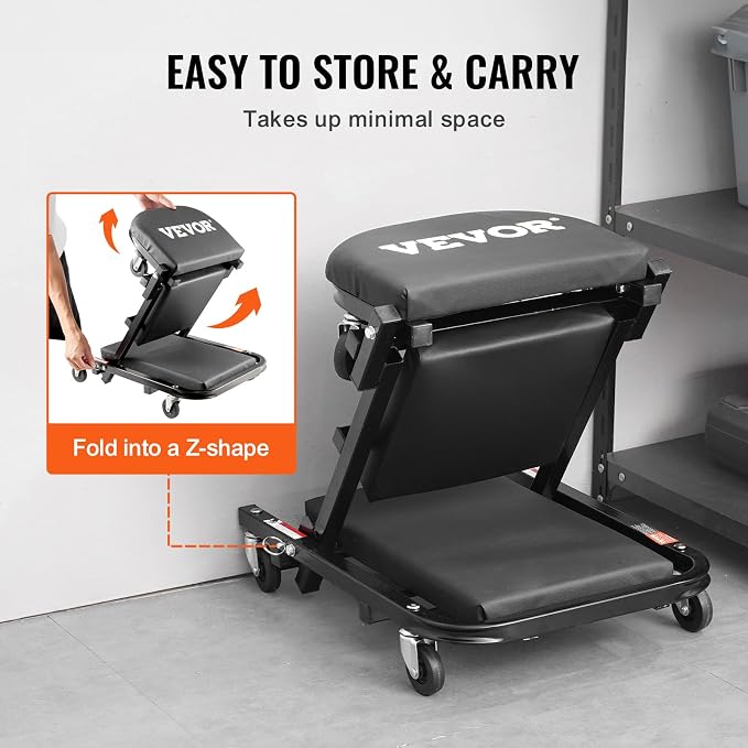 VEVOR Foldable Z Garage Creeper, 40 in, 450 lbs Load Capacity Rolling Folding - Image 6