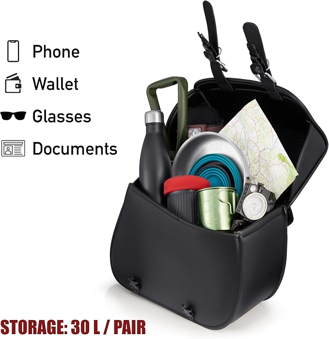 Nomad Leather Motorcycle Saddlebags Large Quick-Easy Universal Fit Throw Over - Image 4