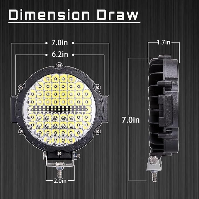 7 Inch Round LED Off Road Driving Lights - Image 2