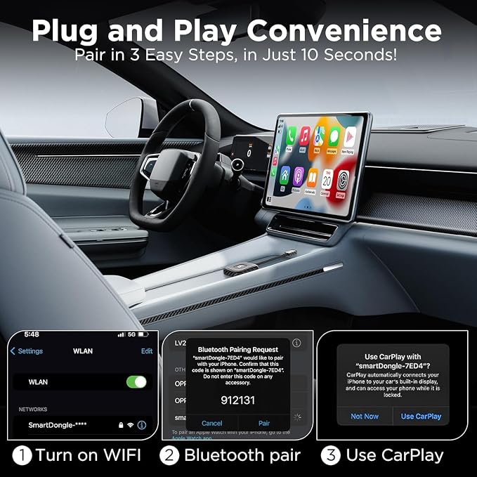 Wireless CarPlay Adapter for Apple iPhone，Wireless Carplay USB Dongle Converter - Image 6