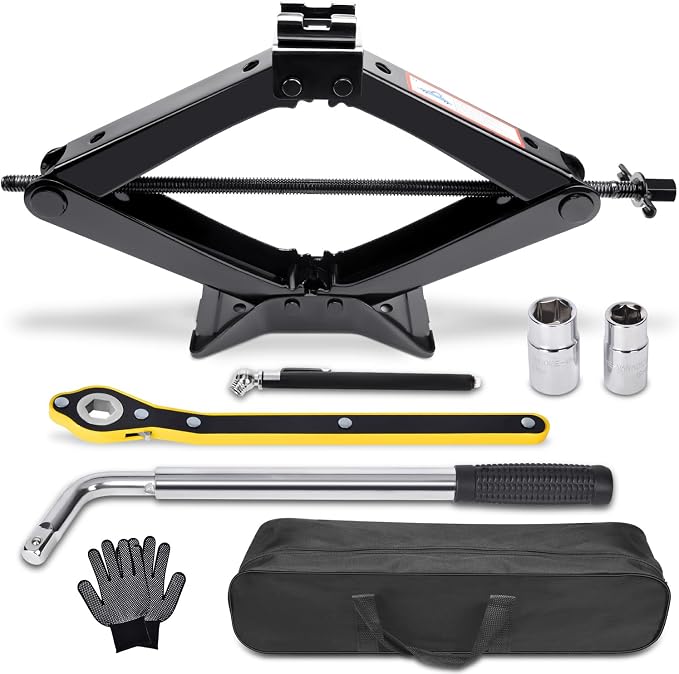 Scissor Car Jack 3 Ton Tire Changing Kit by Gurduenon