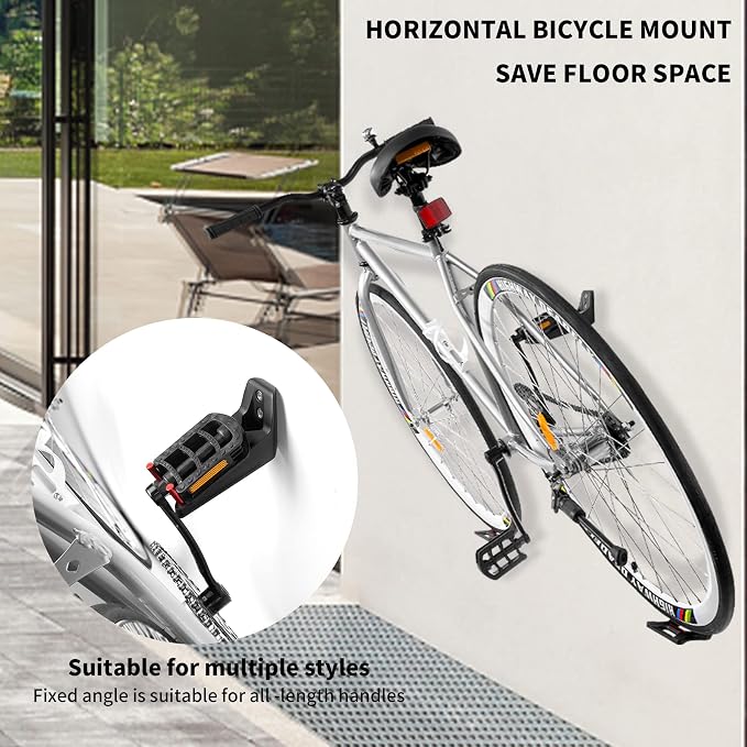 Bike Wall Mount, Horizontal Indoor Storage Bike Hook Rack - Image 4