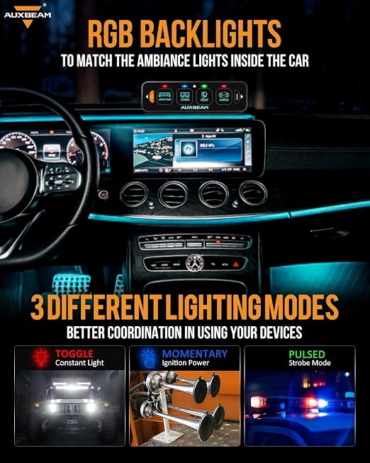 Auxbeam 4 Gang Slim Switch Panel Bluetooth RGB AS-400 - Image 3