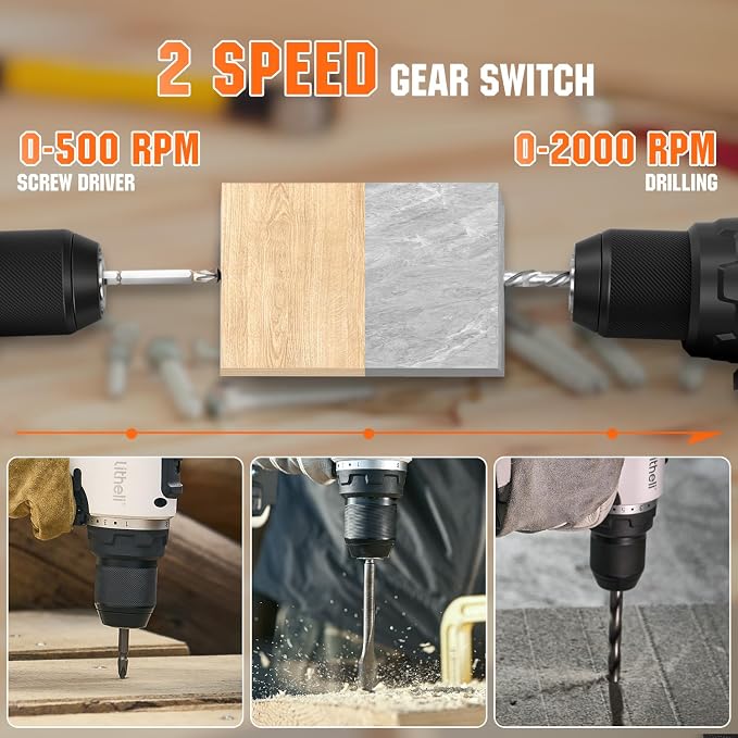 Litheli Cordless Drill Driver, Brushless Electric Power Drill - Image 4