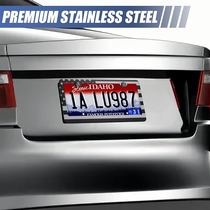 2 Pack License Plate Frames, Stainless Steel Car License Plate Cover Car - Image 6