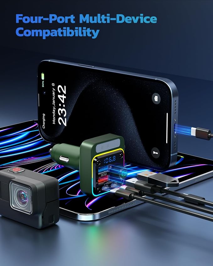 Nulaxy 54W Bluetooth 5.3 Car Adapter - Image 6